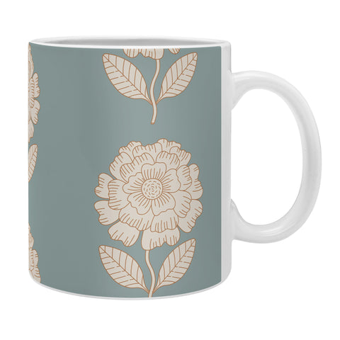 Iveta Abolina Floral Beige Teal Coffee Mug