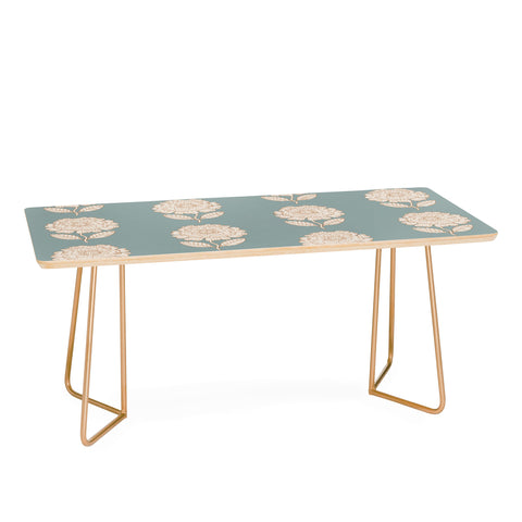 Iveta Abolina Floral Beige Teal Coffee Table