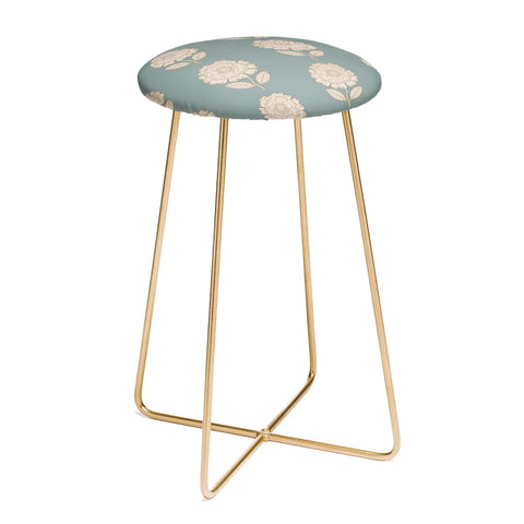 Iveta Abolina Floral Beige Teal Counter Stool