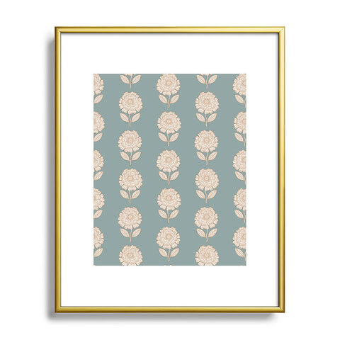 Iveta Abolina Floral Beige Teal Metal Framed Art Print