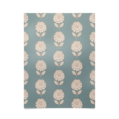 Iveta Abolina Floral Beige Teal Poster