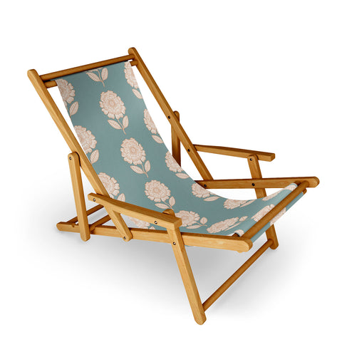 Iveta Abolina Floral Beige Teal Sling Chair