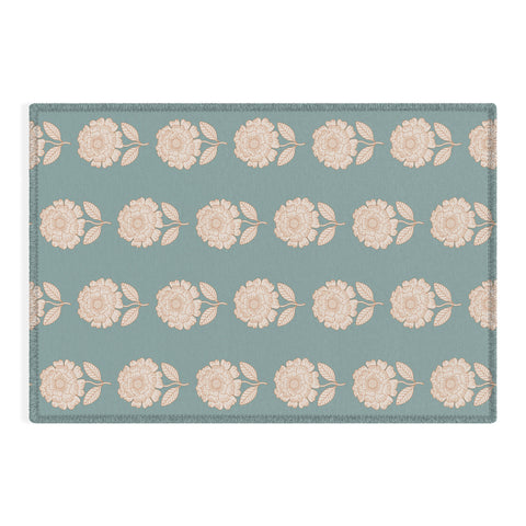 Iveta Abolina Floral Beige Teal Outdoor Rug