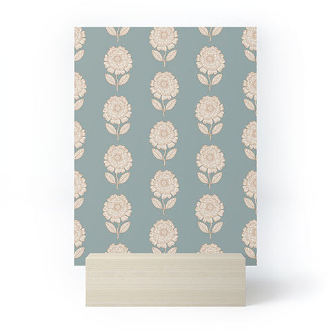 Iveta Abolina Floral Beige Teal Mini Art Print