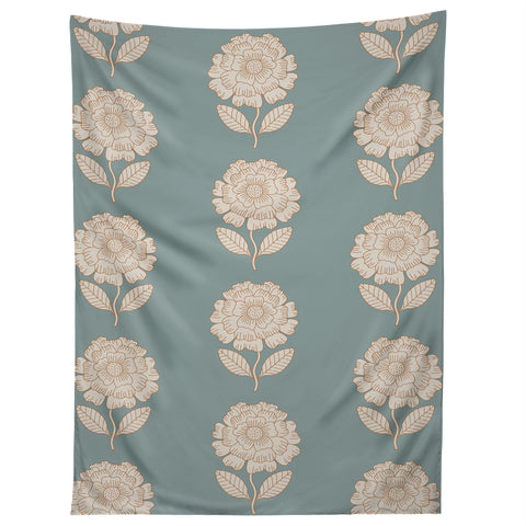 Iveta Abolina Floral Beige Teal Tapestry