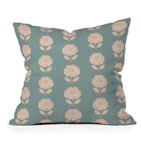 Iveta Abolina Floral Beige Teal Throw Pillow