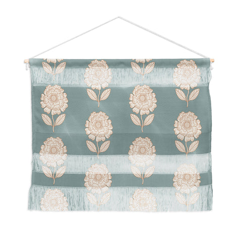 Iveta Abolina Floral Beige Teal Wall Hanging Landscape