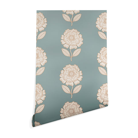 Iveta Abolina Floral Beige Teal Wallpaper