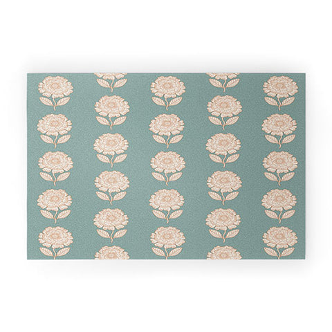 Iveta Abolina Floral Beige Teal Welcome Mat