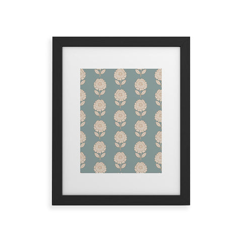 Iveta Abolina Floral Beige Teal Framed Art Print