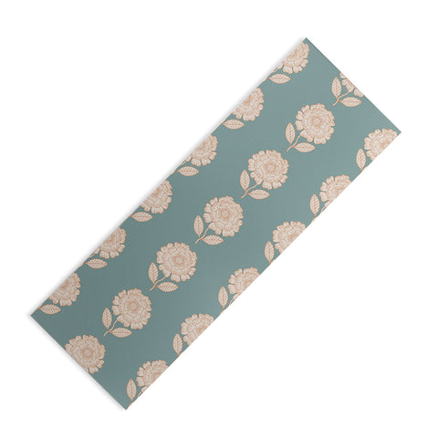 Iveta Abolina Floral Beige Teal Yoga Mat