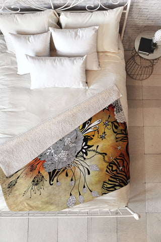 Iveta Abolina Floral Midnight Fleece Throw Blanket