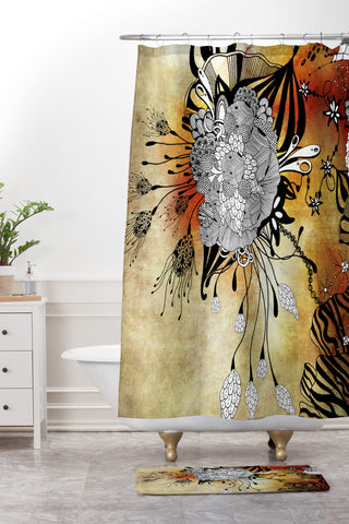 Iveta Abolina Floral Midnight Shower Curtain And Mat