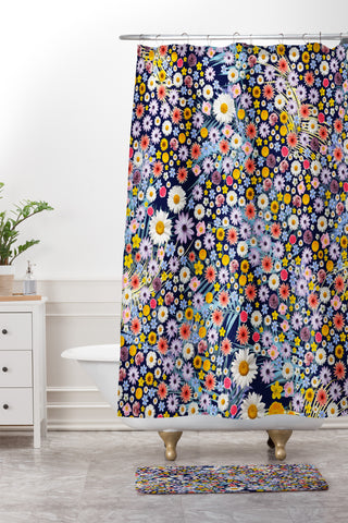Iveta Abolina Flower Power II Shower Curtain And Mat