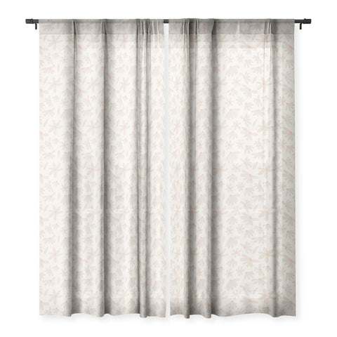 Iveta Abolina Freehand Daisies Neutral Sheer Window Curtain