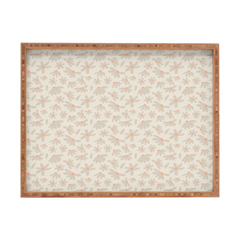Iveta Abolina Freehand Daisies Neutral Rectangular Tray