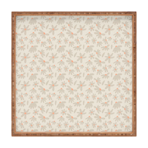 Iveta Abolina Freehand Daisies Neutral Square Tray