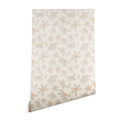 Iveta Abolina Freehand Daisies Neutral Wallpaper