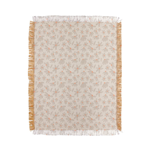 Iveta Abolina Freehand Daisies Neutral Throw Blanket