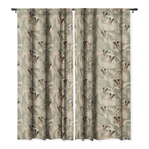 Iveta Abolina Geese and Palm Sage Blackout Window Curtain