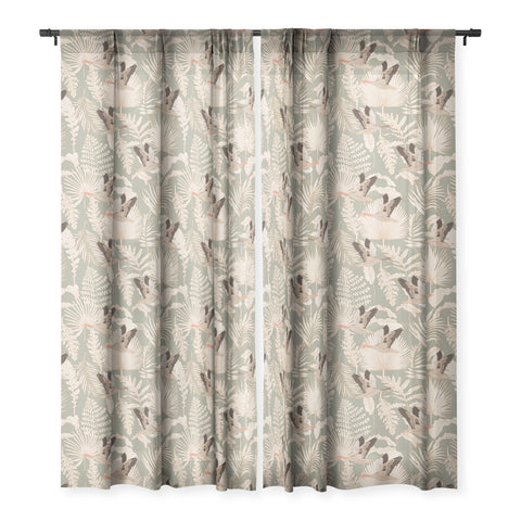 Iveta Abolina Geese and Palm Sage Sheer Window Curtain