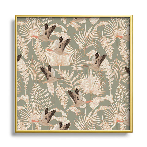 Iveta Abolina Geese and Palm Sage Square Metal Framed Art Print