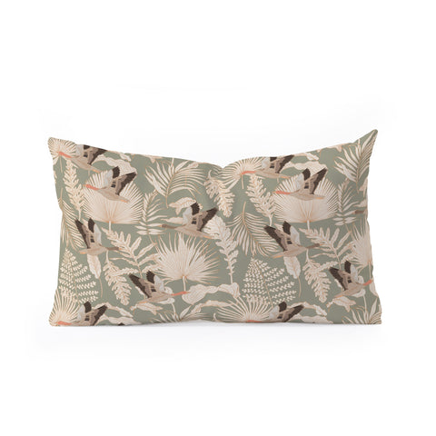 Iveta Abolina Geese and Palm Sage Oblong Throw Pillow