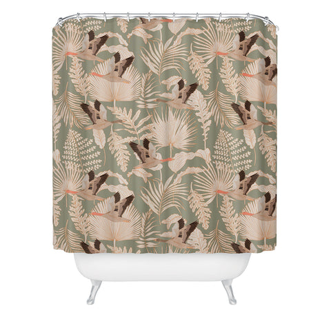 Iveta Abolina Geese and Palm Sage Shower Curtain