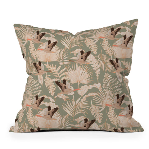 Iveta Abolina Geese and Palm Sage Throw Pillow