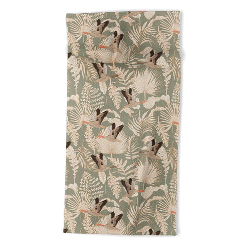 Iveta Abolina Geese and Palm Sage Beach Towel