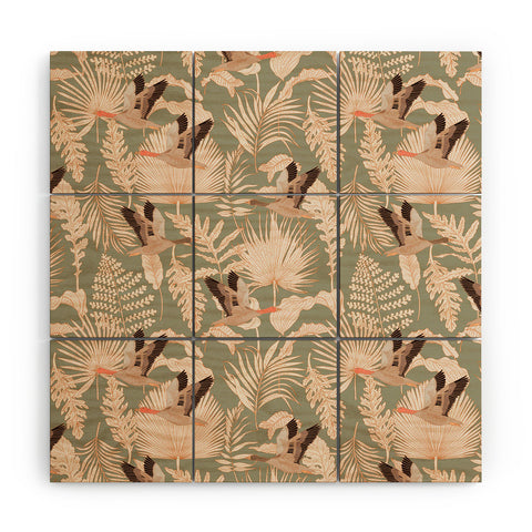 Iveta Abolina Geese and Palm Sage Wood Wall Mural