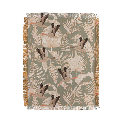 Iveta Abolina Geese and Palm Sage Throw Blanket