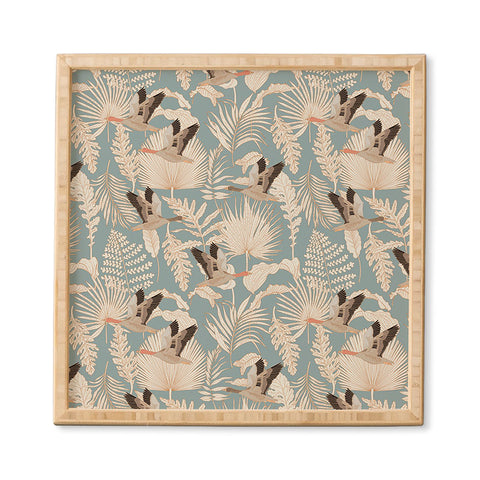 Iveta Abolina Geese and Palm Teal Framed Wall Art