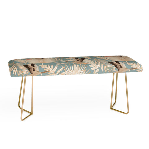 Iveta Abolina Geese and Palm Teal Bench