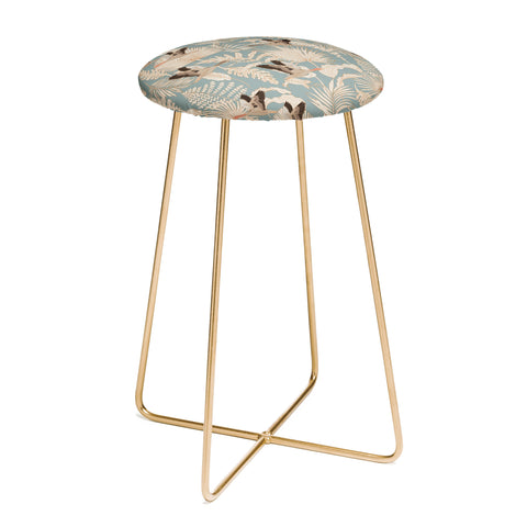 Iveta Abolina Geese and Palm Teal Counter Stool