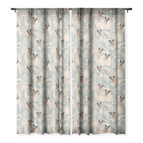 Iveta Abolina Geese and Palm Teal Sheer Window Curtain