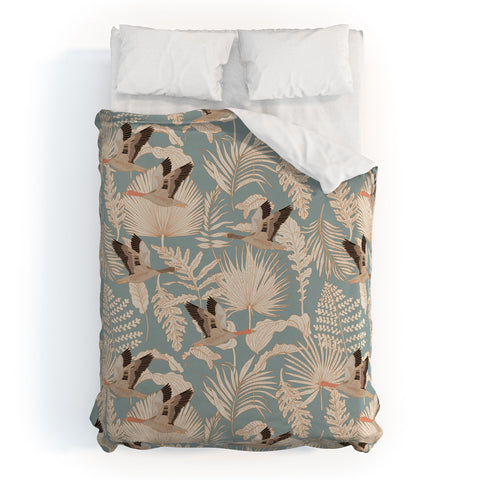 Iveta Abolina Geese and Palm Teal Duvet Cover