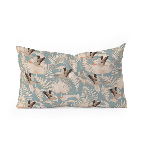 Iveta Abolina Geese and Palm Teal Oblong Throw Pillow