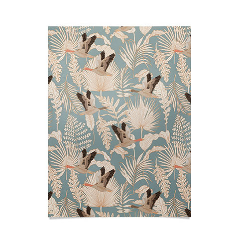 Iveta Abolina Geese and Palm Teal Poster
