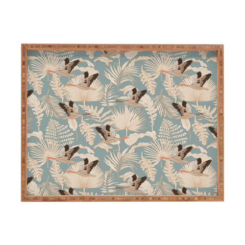 Iveta Abolina Geese and Palm Teal Rectangular Tray