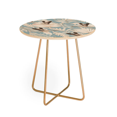 Iveta Abolina Geese and Palm Teal Round Side Table