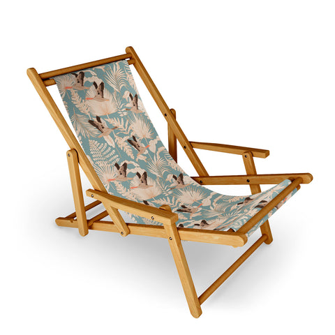 Iveta Abolina Geese and Palm Teal Sling Chair