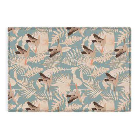 Iveta Abolina Geese and Palm Teal Outdoor Rug