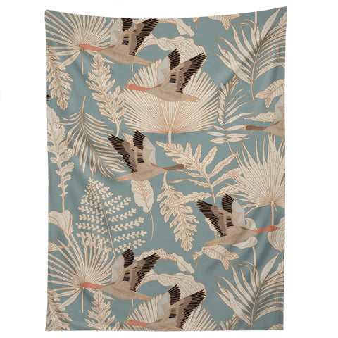 Iveta Abolina Geese and Palm Teal Tapestry