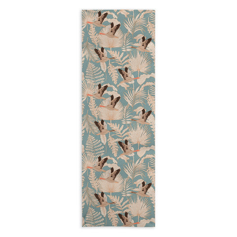 Iveta Abolina Geese and Palm Teal Yoga Towel