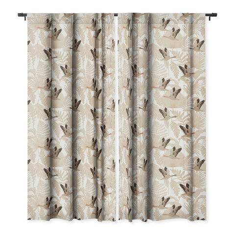 Iveta Abolina Geese and Palm White Blackout Window Curtain