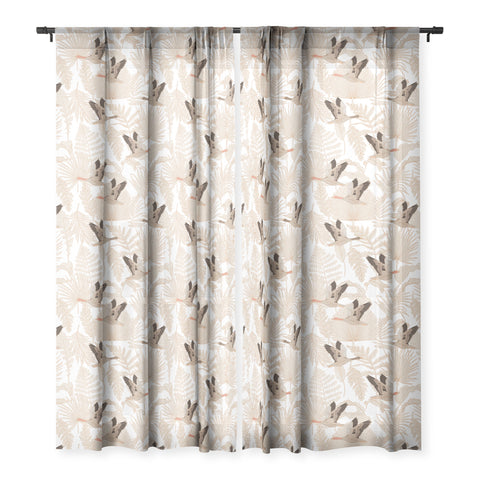 Iveta Abolina Geese and Palm White Sheer Window Curtain