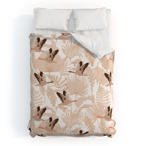 Iveta Abolina Geese and Palm White Duvet Cover
