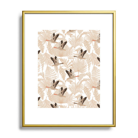 Iveta Abolina Geese and Palm White Metal Framed Art Print