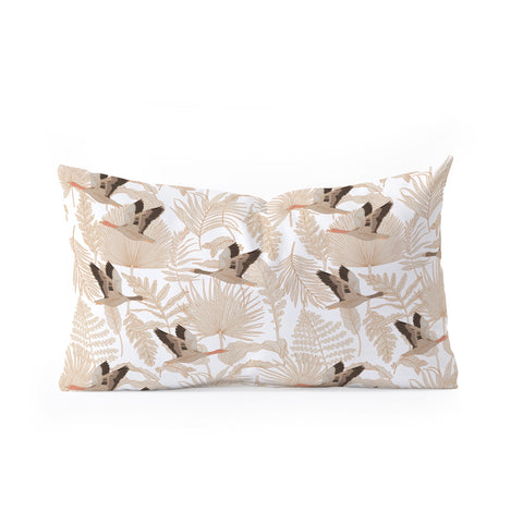 Iveta Abolina Geese and Palm White Oblong Throw Pillow
